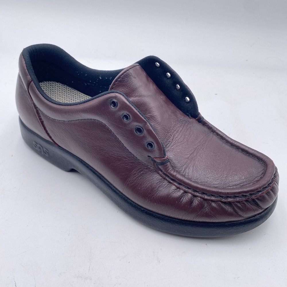 SAS Free Time Walking Shoes Women 8 M Mahogany Brown Leather Comfort Made in USA